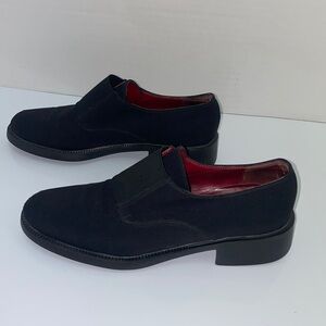 Salvatore Ferragamo women’s black fabric slip on dress shoes 6.5